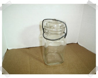 Clear Square Shape Glass Mason Jar w/Lid/ 5" tall/ Home Décor/ Few Flaws**