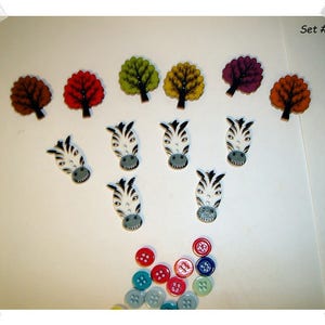 Painted Wooden Buttons/ Animals, Trees & Tiny buttons/ 5 Sets to Choose from*/Craft supplies*