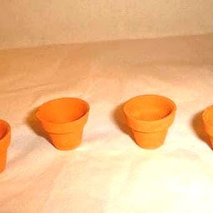 Tiny Terra Cotta Flowerpots- Color will Vary*/ Set of 4// 1 1/4" Tall/ Minis/ Supplies*
