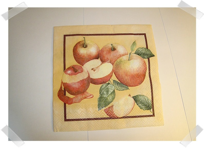 Paper Napkins for Decoupage Set of 3 Apple Print Craft Supplies**