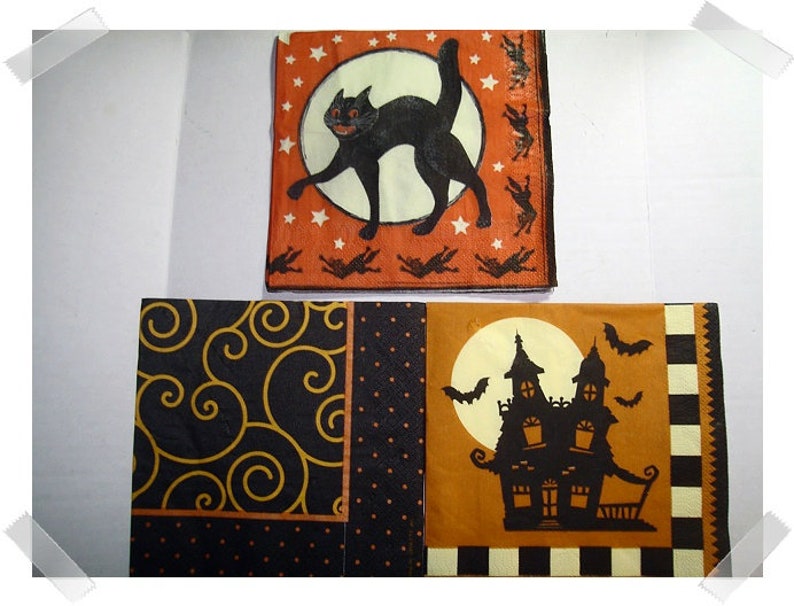 Halloween Paper Napkins for Decoupage/Single OR Assorted Etsy