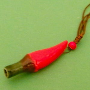 Ceramic Whistle Red Pepper Necklace /Home Décor/Supplies*