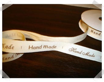 Off White Cotton Ribbon with Handmade printed on it/Assorted Yardages/Craft Supplies*