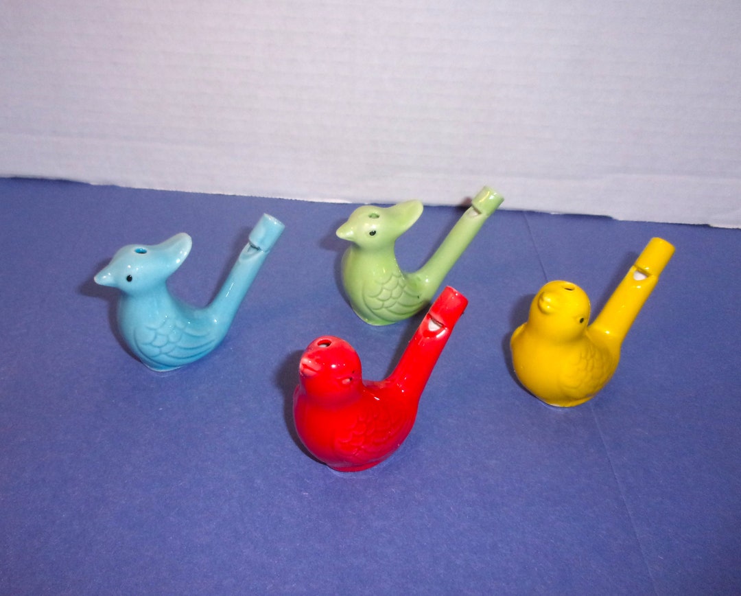 Ceramic Colored Drawing Water Whistle/ 2 Bird Designs/home Decor