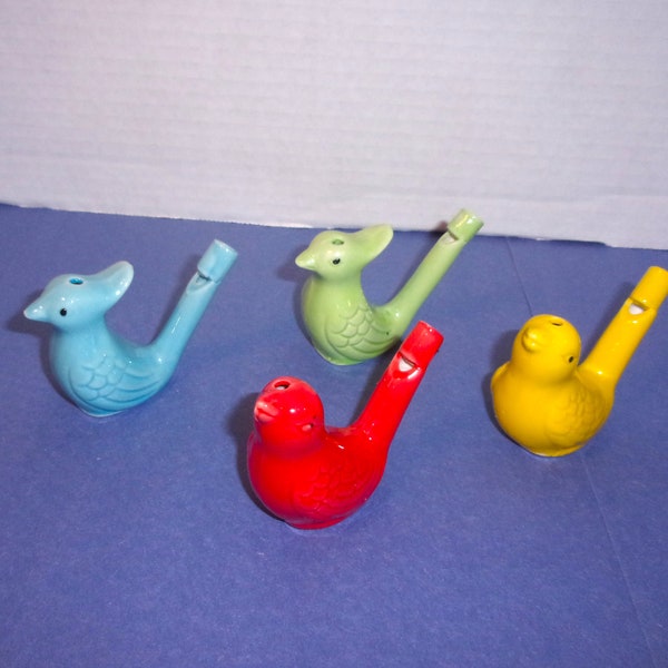 Ceramic Colored Drawing Water Whistle/ 2 Bird Designs/Home Decor/Supplies*