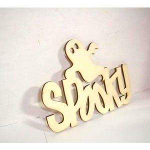 Halloween Wooden Cutout- Spooky with Ghost/ Holiday/ Craft Supplies*