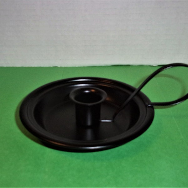 Black Primitive Candle Dish with Handle / Home Decor/ Supplies*