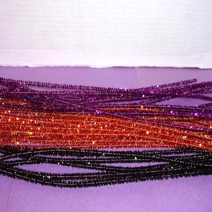 Halloween Glitter Chenille Stems/ Pipe Cleaners/ 30 Orange, Purple, Black/ Holiday/ Craft Supplies**