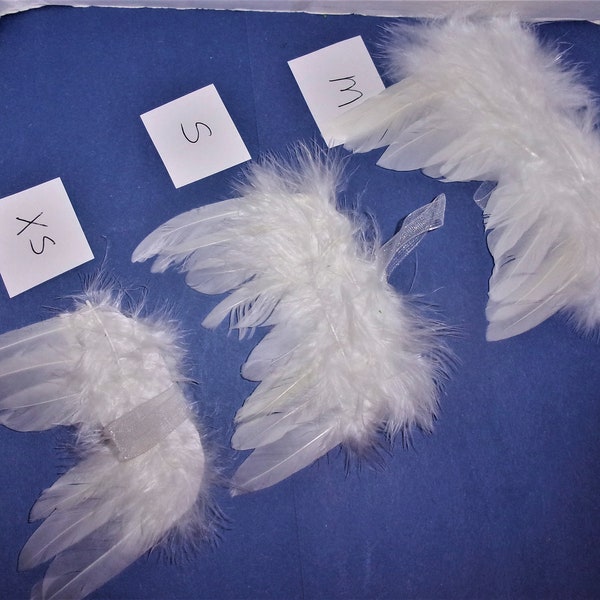 White Feather Angel Wing w/Hanger Ornament/ 3 Sizes- x-small, small & medium / Craft Supplies*