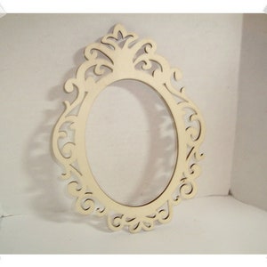 Wooden Cut Filigree Oval Frame (small)/ Unfinished/ Single / Craft Supplies*
