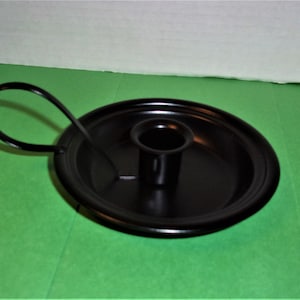 Black Primitive Candle Dish with Handle / Home Decor/ Supplies*