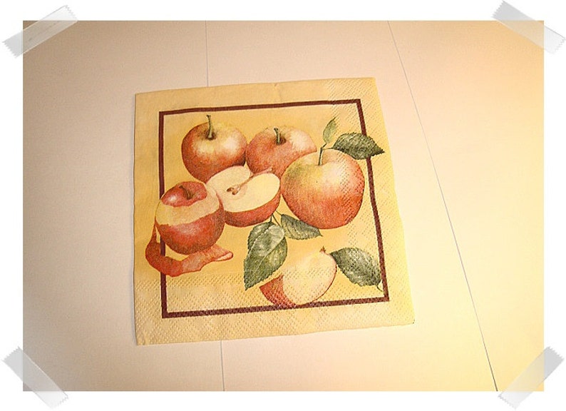 Paper Napkins for Decoupage Set of 3 Apple Print Craft Supplies**