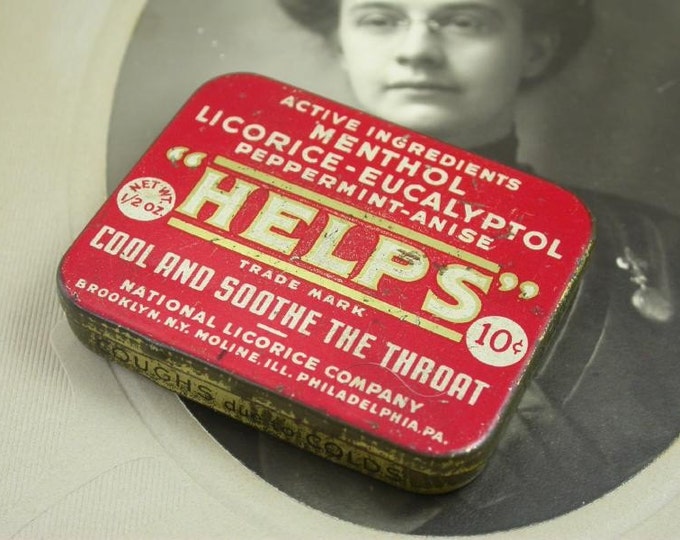1930s Era HELPS Cough Drops Tin...national Licorice Company. Etsy