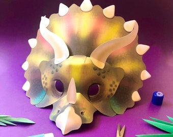 DIY Triceratops Masken Vorlage: Druckbares Dinosaurier Kostüm (PDF)