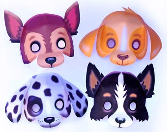4 DIY Puppy Dog Mask Templates: Printable Costume Masks (PDF)