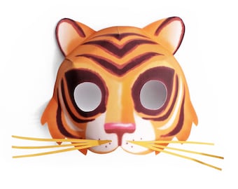 Tiger mask template DIY no sew mask pattern. Instantly make a tiger mask with our easy to download PDF printable templates by Happythought