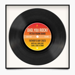 Affiche imprimable personnalisée pour disque vinyle rock and roll pour la fête des pères, carte de voeux, pack d'économiseur d'écran, étiquette personnalisée, cadeau de fête des pères pour papa
