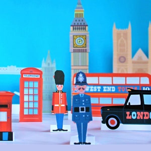 London printable play set and activity worksheet pack -  download and print instantly. Learn a little about London town