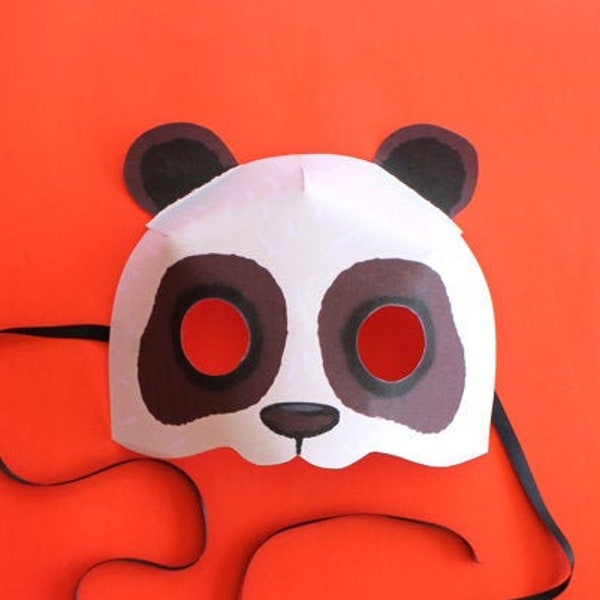 Panda mask template DIY no sew mask pattern. Instantly make a panda mask with our easy to download PDF printable templates by Happythought