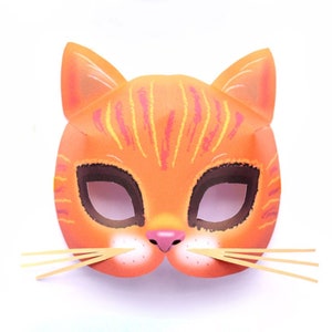 Modèle de masque de chat de ferme DIY sans motif de masque à coudre. Fabriquez instantanément un masque de chat 3D en papier. Modèles PDF imprimables faciles à télécharger par Happythought