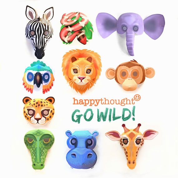gåde Blind tillid volleyball 10 Wild Animal Printable Masks: Lion Hippo Elephant Snake - Etsy