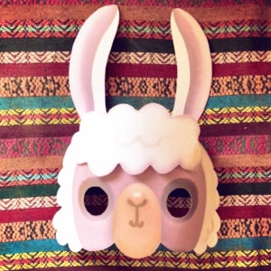Llama mask template DIY no sew mask pattern. Instantly make a Llama mask with our easy to download PDF printable templates by Happythought