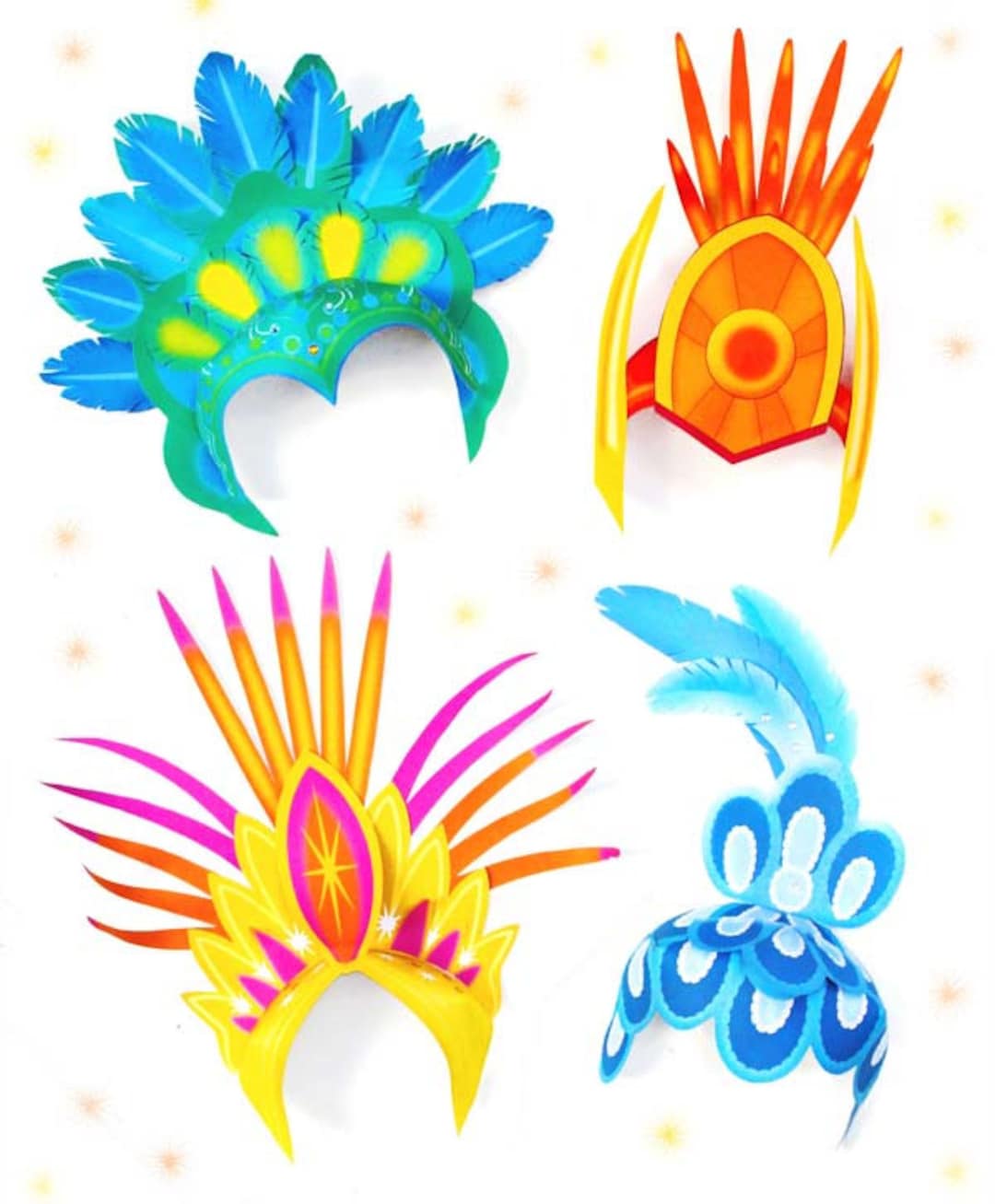 4 Printable Carnival Headpiece Templates. Simple Instructions to Make at Home – 4 Bright and ...