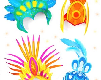 Printable Carnival Headpiece Templates – DIY Costume Masks (PDF)