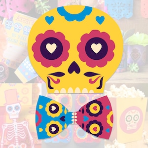 Kit imprimible para fiesta del Día de los Muertos. Incluye 15 plantillas/patrones para imprimir y hacer al instante, de Happythought.
