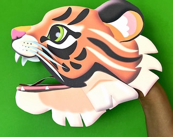 DIY Tiger Hand Puppet Craft Template (Printable PDF)