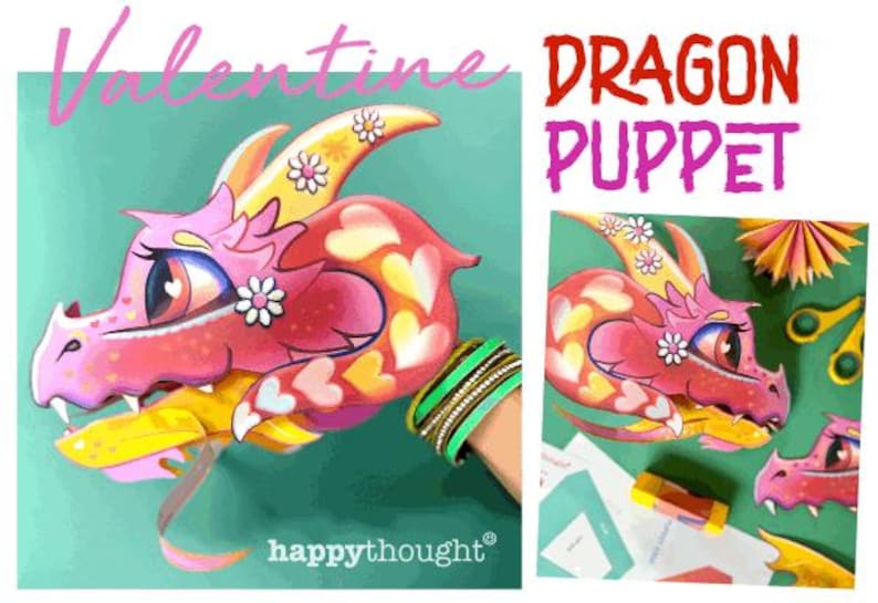 DIY Valentine Dragon Hand Puppet Craft Template (PDF Download) - Etsy