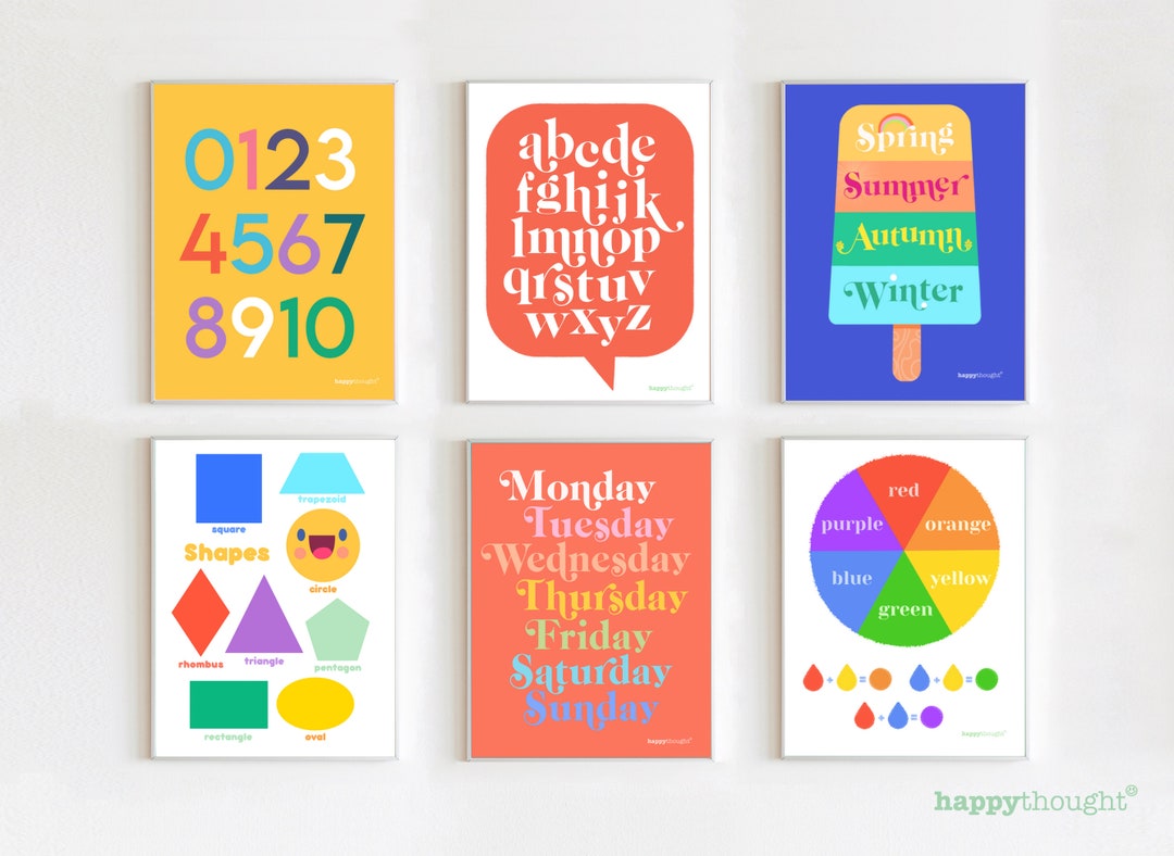 6 Educational Printable Classroom Posters, Instant Download, Kids ...