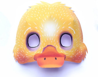 Duck mask template DIY no sew mask pattern. Instantly make a paper 3D Duck mask. Easy to download PDF printable templates by Happythought