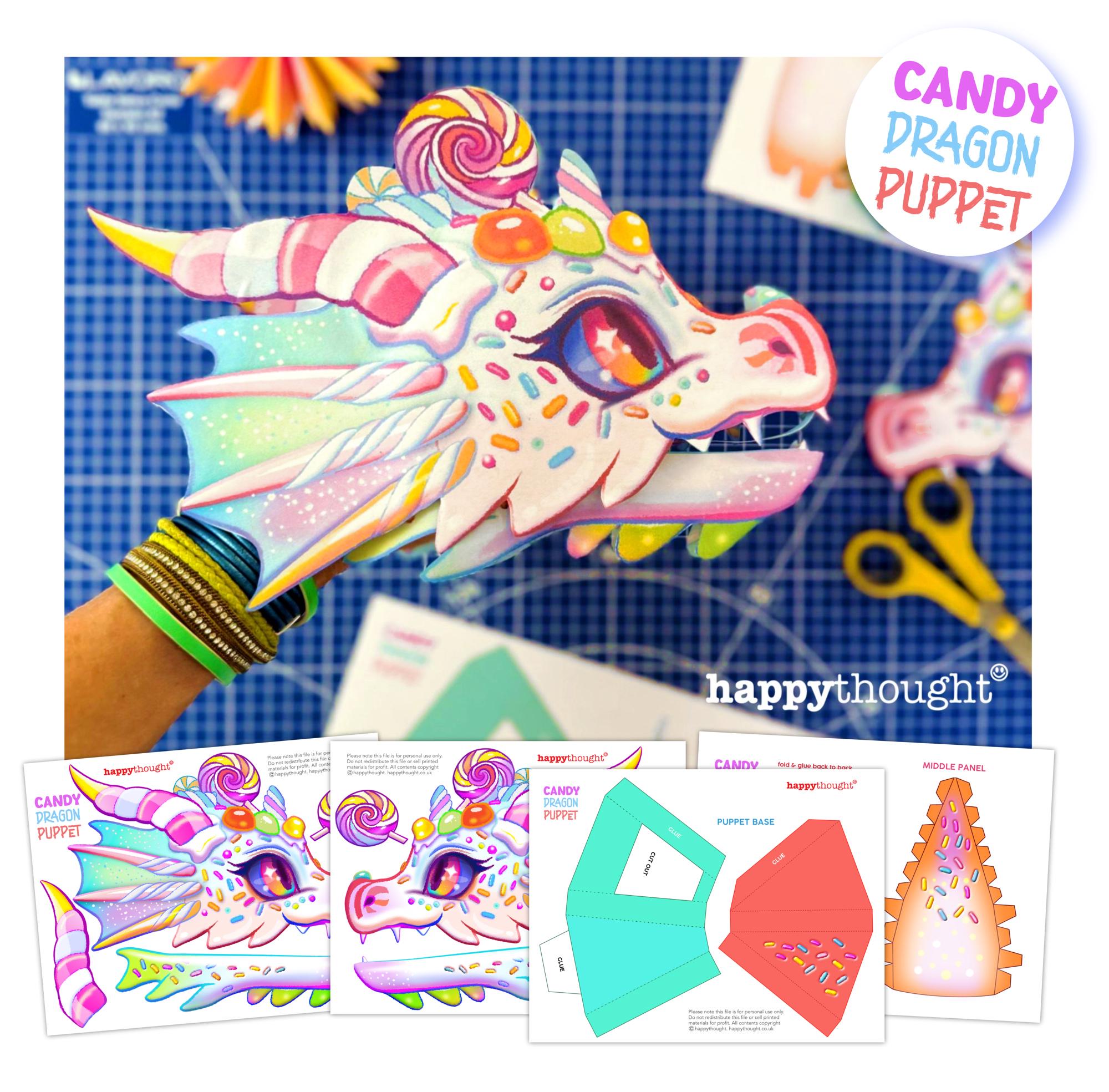 DIY Candy Dragon Hand Puppet Craft Template (PDF Download) - Etsy