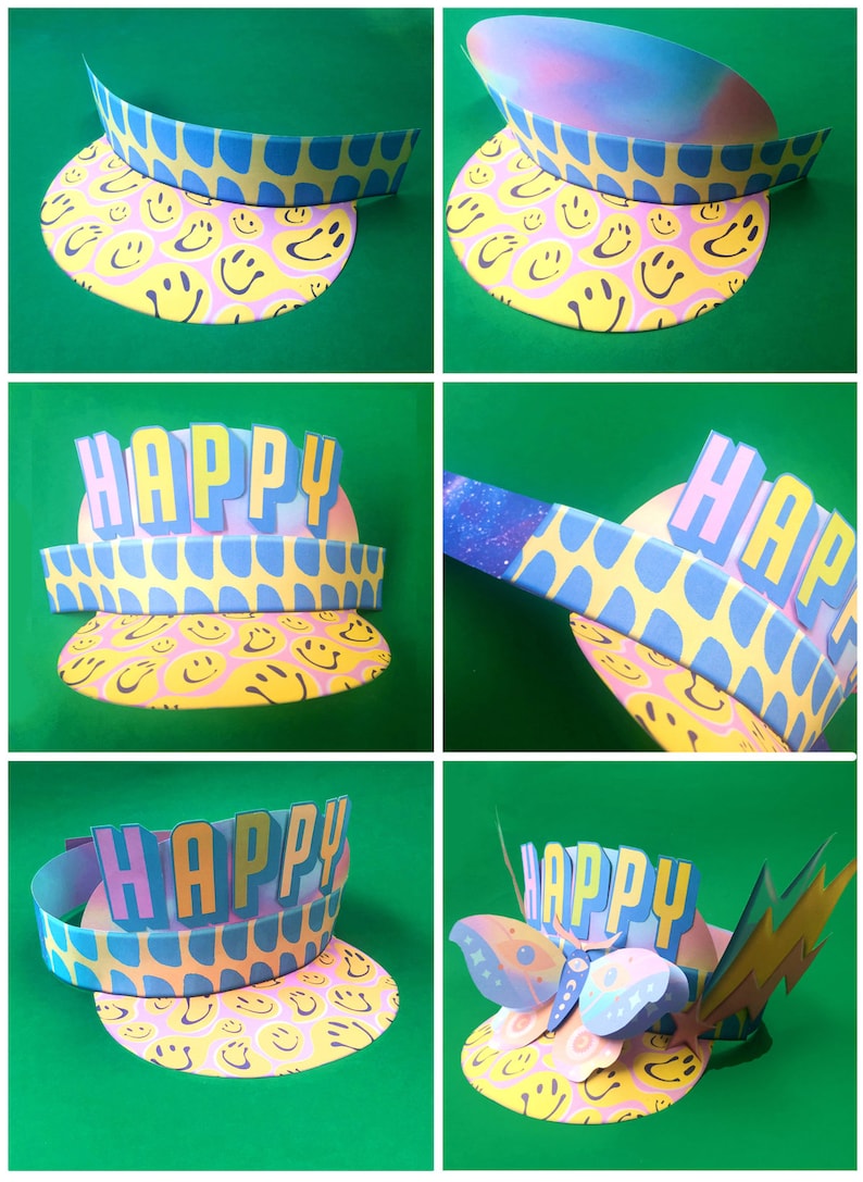 Small Printable Hat Paper.pdf DIY Paper Party Hat Templates: Printable Designs (PDF Pattern) - Etsy ...
