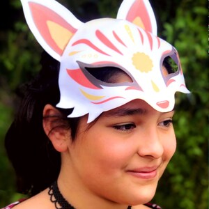 Kitsune Fox Mask Template, No Sew Mask Pattern. Easy to Make DIY ...