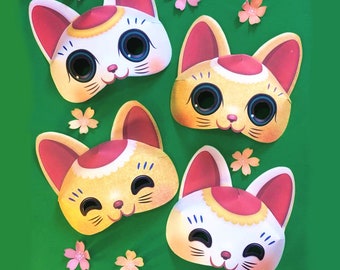 Lucky Cat mask template, no sew mask pattern. Easy to make DIY Lucky Cat mask printable template, tutorial + worksheets by Happythought