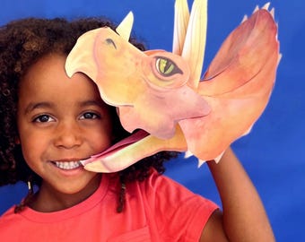 DIY Triceratops Dinosaur Puppet Template: Printable Papercraft (PDF Download)