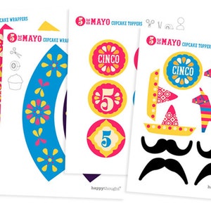 Mexico's Cinco de Mayo DIY printable party kit. Instantly download 21 PDF templates/patterns. Easy to assemble & make by Happythought. image 4