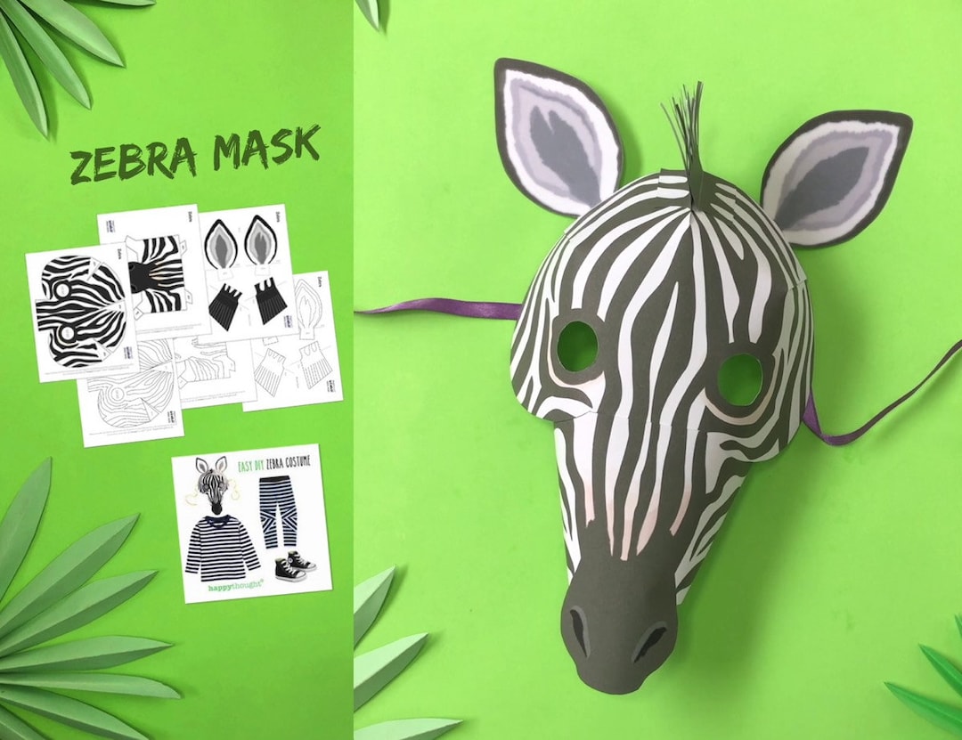 Zebra Mask Template DIY No Sew Mask Pattern. Instantly Make a Zebra