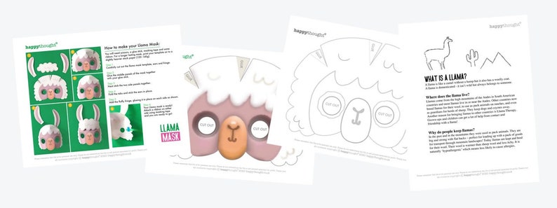 Llama Mask Template DIY No Sew Mask Pattern. Instantly Make a - Etsy