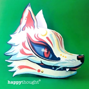 3 modelli fai da te stampabili per realizzare marionette a forma di volpe Kitsune. Modelli per realizzare marionette a forma di volpe Kitsune. Scarica e realizza modelli da Happythought.