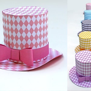 Diamond mini top hat templates/patterns with an easy no-sew step by step instructions. Including 5 Diamond top hat designs by Happythought.