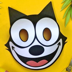 Felix the cartoon cat mask template DIY no sew mask pattern. Instantly make a Felix mask. Download PDF printable templates by Happythought