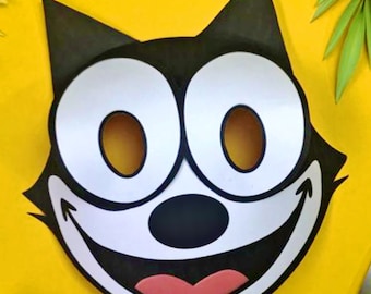 Felix the cartoon cat mask template DIY no sew mask pattern. Instantly make a Felix mask. Download PDF printable templates by Happythought