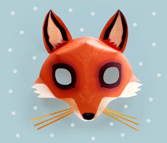 Fox Mask Template DIY No Sew Mask Pattern. Instantly Make a Paper