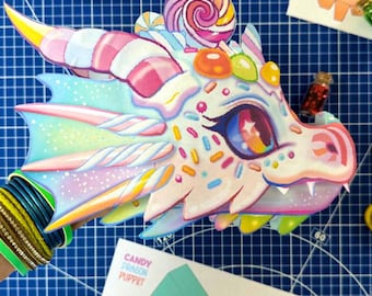 DIY Candy Dragon Hand Puppet Craft Template (PDF Download)