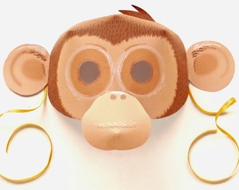 Monkey mask template DIY no sew mask pattern. Instant make Monkey mask with our easy to download PDF printable templates by Happythought