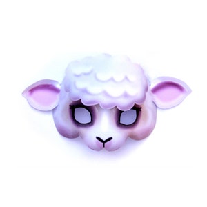 Sheep mask template DIY no sew mask pattern. Instantly make a paper 3D Sheep mask. Easy to download PDF printable templates by Happythought