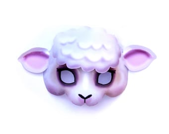 Sheep mask template DIY no sew mask pattern. Instantly make a paper 3D Sheep mask. Easy to download PDF printable templates by Happythought